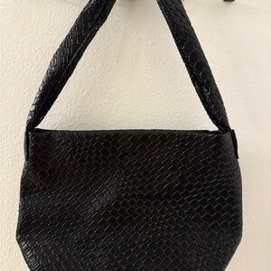 Black Textured Shoulder Bag